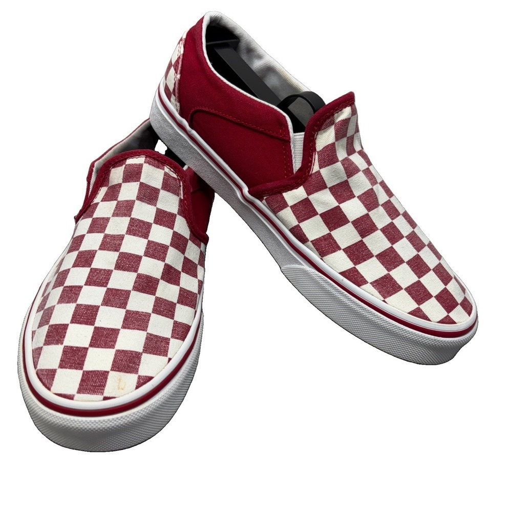 Classic Slip On Checkerboard Red/White Women's 7.5